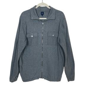 Gap 100% Cotton Gray Zip Up Cardigan Sweater Size XL